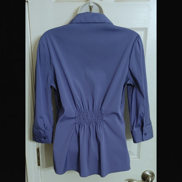 COTTON EXPRESS Blue Button Down Top Medium - Picture 2 of 2